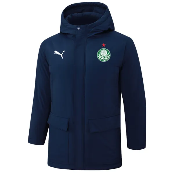 24-25 Palmeiras Royal Blue Hooded Windbreaker Fabric Cotton Coat