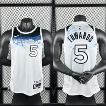 24-25 Timberwolves EDWARDS #5 White City Edition Top Quality Hot Pressing NBA Jersey