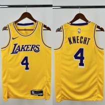 22-23 Lakers KNECHT #4 Yellow Top Quality Hot Pressing NBA Jersey(圆领)
