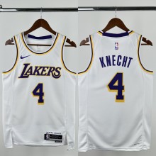 22-23 Lakers KNECHT #4 White Top Quality Hot Pressing NBA Jersey(圆领)