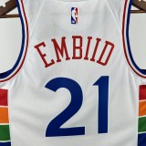24-25 76ERS EMBIID #21 White City Edition Top Quality Hot Pressing NBA Jersey