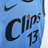 24-25 Clippers GEORGE #13 Blue City Edition Top Quality Hot Pressing NBA Jersey