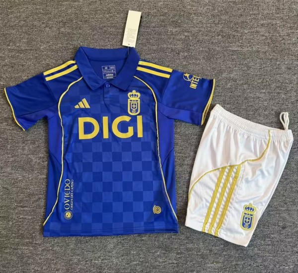 25-26 Real Oviedo Home Kids Soccer Jersey 1:1 Thai Quality