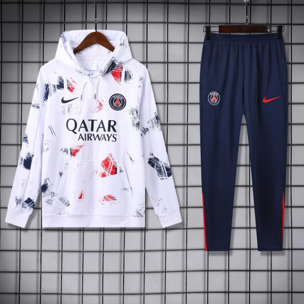 24-25 PSG White Hoodie Tracksuit (卫衣套装)