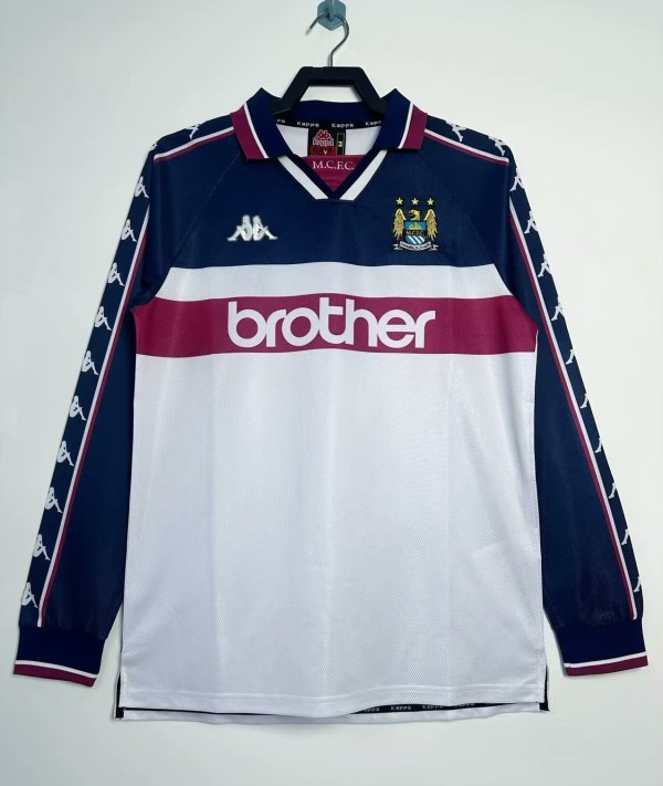 1997-1998 Man City Home Long Sleeve Retro Soccer Jersey (长袖)