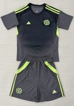 25-26 Celtic Gray Black Goalkeeper Kids Soccer Jersey 1:1 Thai Quality