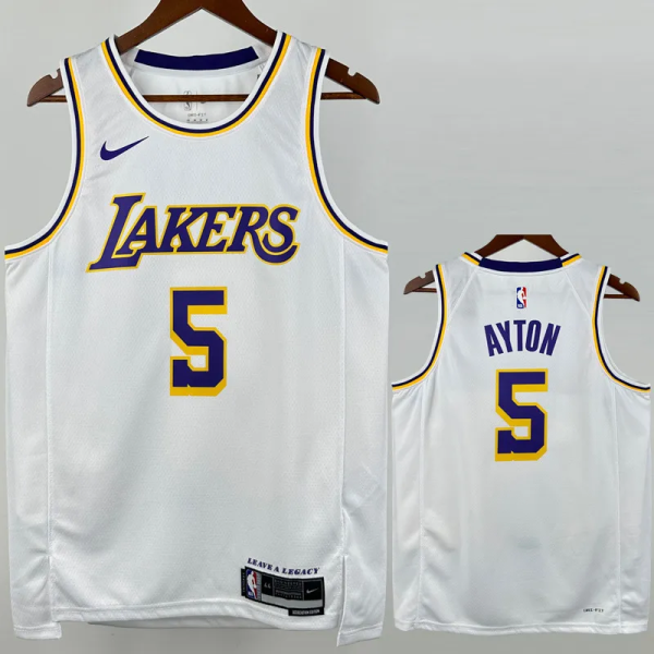 22-23 Lakers AYTON #5 White Top Quality Hot Pressing NBA Jersey(圆领)