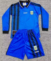 1994 Argentina Away Long sleeves Retro Kids Soccer Jersey