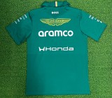 2026 Aston Martin New Pattern Heat Transfer Printing Short Sleeve Racing Suit*有领