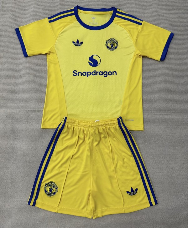26-27 Man Utd Yellow Goalkeeper Kids Soccer Jersey