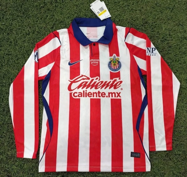 26-27 Chivas Guadalajara Home Long Sleeve  Fans Version Soccer Jersey