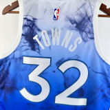 23-24 Timberwolves TOWNS #32 Blue City Edition Top Quality Hot Pressing NBA Jersey