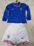 2024 France European Cup Home Long sleeves Kids Soccer Jersey
