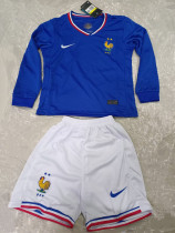 2024 France European Cup Home Long sleeves Kids Soccer Jersey