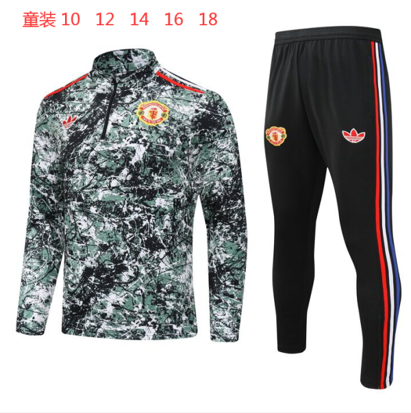 24-25 Man Utd High Quality Kids Half Pull Tracksuit