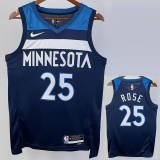 22-23 Timberwolves ROSE #25 Blue Top Quality Hot Pressing NBA Jersey