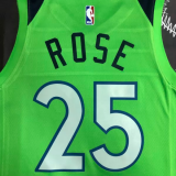 Timberwolves ROSE #25 Fluorescent Green Top Quality Hot Pressing NBA Jersey