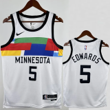 22-23 TIMBERWOLVES EDWARDS #5 White City Edition Top Quality Hot Pressing NBA Jersey