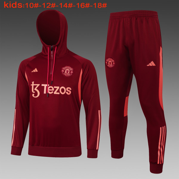 23-24 Man Utd High Quality Kids Hoodie Jacket Tracksuit