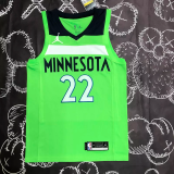 Timberwolves WIGGINS #22 Fluorescent Green Top Quality Hot Pressing NBA Jersey