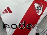 24-25 River Plate Home Player Version Long Sleeve Soccer Jersey