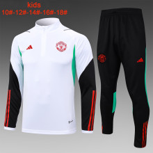 23-24 Man Utd High Quality Kids Half Pull Tracksuit