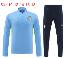 24-25 Man City High Quality Kids Half Pull Tracksuit