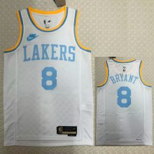22-23 LAKERS BRYANT #8 White Top Quality Hot Pressing NBA Jersey (Retro Logo)