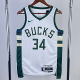 22-23 BUCKS ANTETOKOUNMPO #34 Home White Top Quality Hot Pressing NBA Jersey(V领)