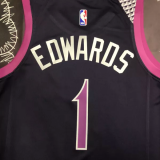 Timberwolves EDWARDS #1 Purple Black Top Quality Hot Pressing NBA Jersey