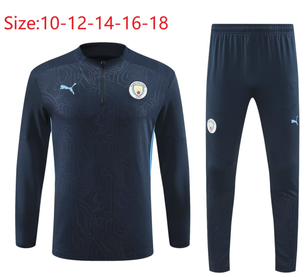 24-25 Man City High Quality Kids Half Pull Tracksuit