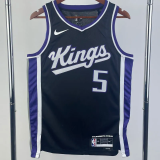 23-24 Kings FOX #5 Black Top Quality Hot Pressing NBA Jersey