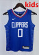 2023 CLIPPERS WESTBROOK #0 Blue Top Quality Hot Pressing Kids NBA Jersey