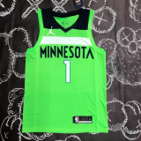 Timberwolves EDWARDS #1 Fluorescent Green Top Quality Hot Pressing NBA Jersey