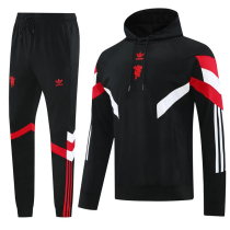 24-25 Man Utd Black Hoodie Tracksuit