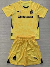 24-25 Marseille Yellow GoalKeeper Kids Soccer Jersey