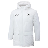 24-25 Napoli White Hooded Windbreaker Fabric Cotton Coat