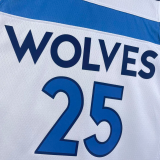 22-23 Timberwolves ROSE #25 White Top Quality Hot Pressing NBA Jersey