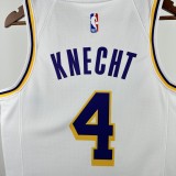 22-23 Lakers KNECHT #4 White Top Quality Hot Pressing NBA Jersey(圆领)