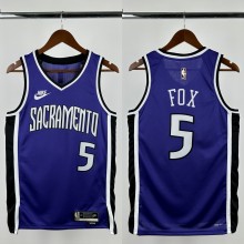 24-25 KINGS FOX #5 Purple Retro Top Quality Hot Pressing NBA Jersey(V领）
