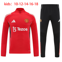 25-26 Man Utd High Quality Kids Half Pull Tracksuit