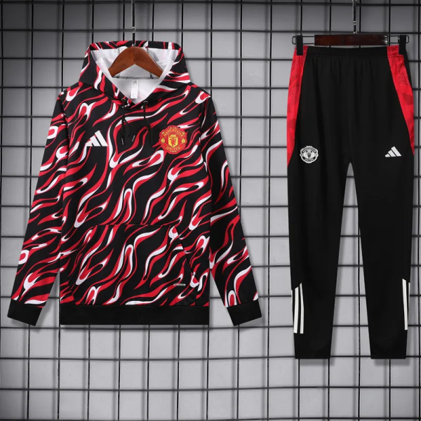 25-26 Man Utd Red Black Hoodie Tracksuit (卫衣套装)
