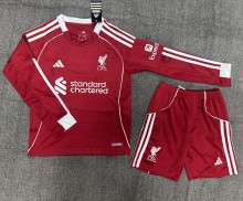 25-26 LIV Home Long Sleeve Kids Soccer Jersey 1:1 Thai Quality(长袖)
