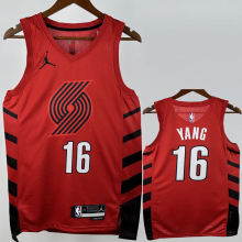 22-23 TRAIL BLAZERS YANG #16 Red Top Quality Hot Pressing NBA Jersey (Trapeze Edition)飞人版
