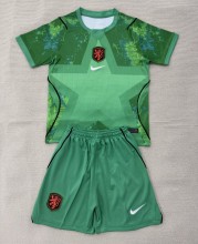 2026 NetherIands Green GoalKeeper Kids Soccer Jersey