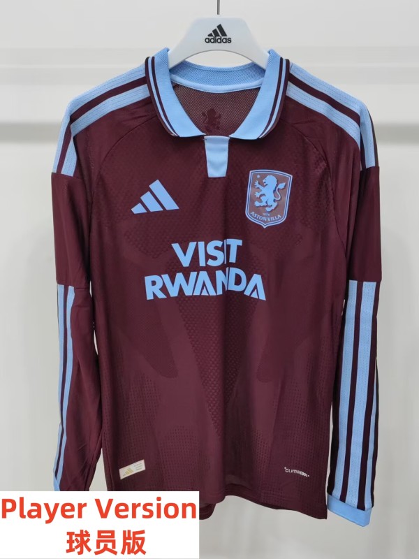 26-27 Aston Villa Home Long Sleeve Player Version Soccer Jersey*长袖球员