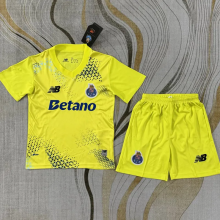 26-27 Porto Fluorescent Yellow Goalkeeper Kids Soccer Jersey