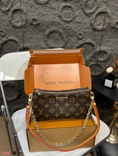 LV November 2024 new vintage handbag with double layered design and two zippers