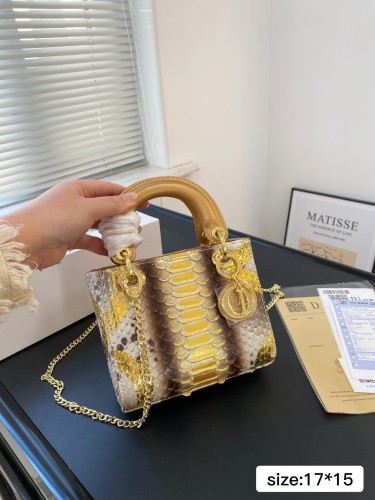 Crocodile patterned cowhide with three compartments Dior Lady Life Bag