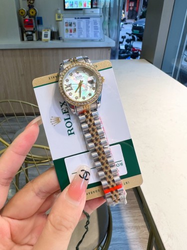 Rolex exquisite small watch with spiral back cover and diamond dial for women